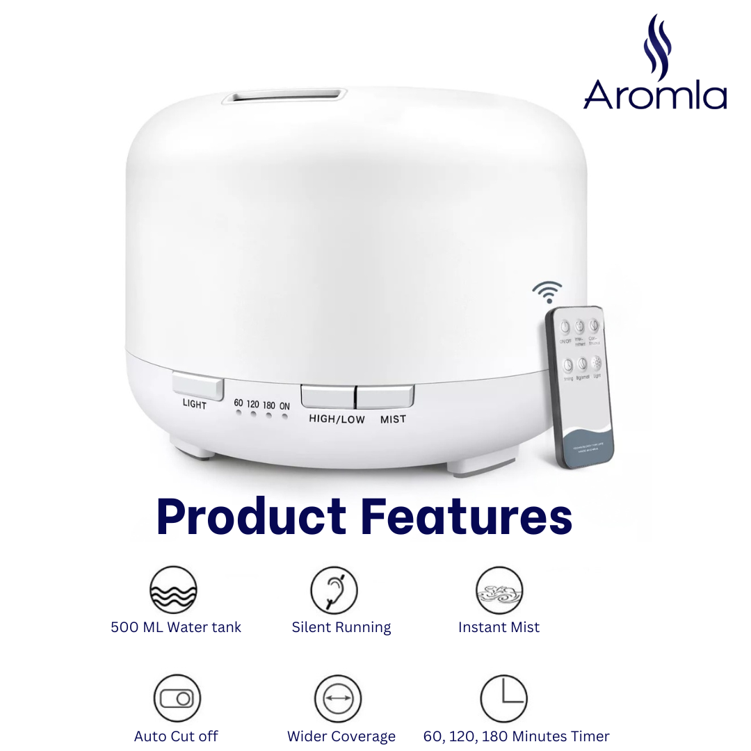 Aromla Ultrasonic Air Humidifier, 7-in-1 for Home and Office, Runtime of 6+ Hours